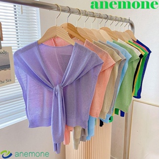 Anemone ผ้าคลุมไหล่ ผ้าคลุมไหล่ถัก เข้ากับทุกการแต่งกาย สไตล์วันหยุด เสื้อผ้าตกแต่ง ผ้าคลุมคอ สําหรับผู้หญิง ผ้าพันคอ สไตล์เกาหลี