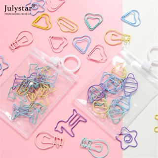 JULYSTAR 10 แพ็ค 1 แพ็ค Mini Pap เครื่องเขียนน่ารักโลหะโปร่งใส Binder เครื่องเขียนสำนักงานนักเรียน Creative Bookmark