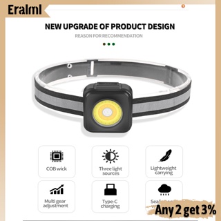 Eralml Cob ไฟฉายคาดศีรษะ Led ปรับได้ 4 ระดับ 200-250 Lumens Type-c ชาร์จ Usb สําหรับกลางแจ้ง