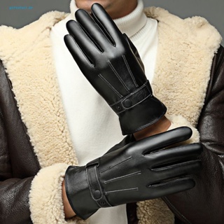 Gf ถุงมือฤดูหนาว กันลม ถุงมือหนังเทียม ให้ความอบอุ่น และเชื่อมต่อ หน้าจอสัมผัส ผู้ชาย ถุงมือฤดูหนาว พร้อมซับใน ผ้ากํามะหยี่ขนนิ่ม และการออกแบบกันลม