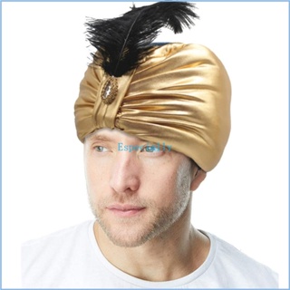Esp หมวกขนนก สีทอง สไตล์อาหรับ สําหรับผู้ใหญ่ ปาร์ตี้ฮาโลวีน