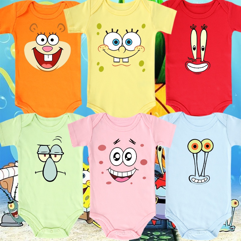 ชุดรอมเปอร์-ลายการ์ตูน-spongebob-น่ารัก-สําหรับเด็กทารกแรกเกิดผู้หญิง