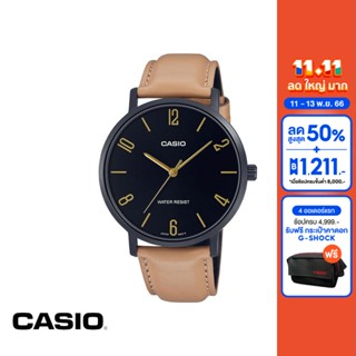 CASIO นาฬิกาข้อมือ CASIO รุ่น MTP-VT01BL-1BUDF สายหนัง สีดำ