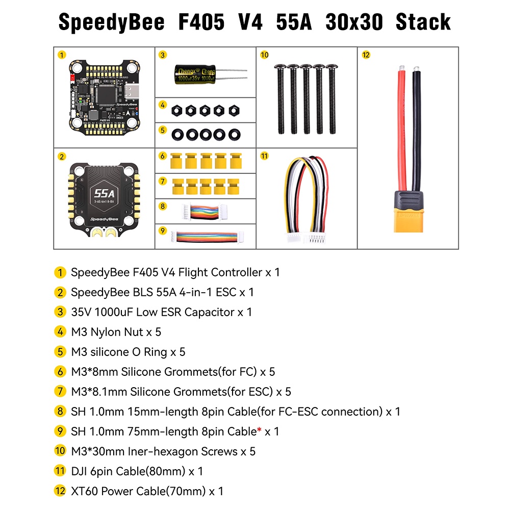 Speedybee F405 V3/V4 FC ESC Stack 3-6S Lipo BLS 50A/55A ESC สําหรับโดรน ...