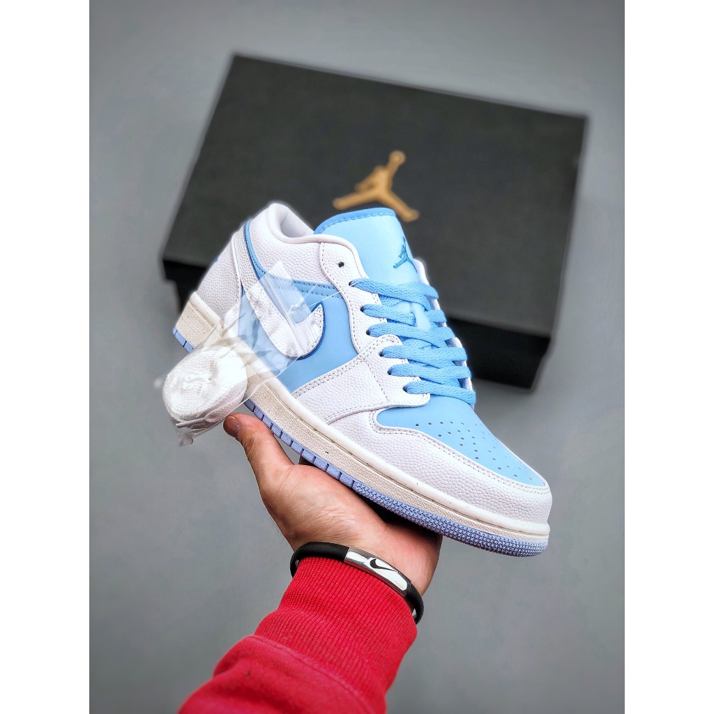 ♞Nike 【Physical photos】Unisex Couple shoes UA Air Jordan 1 Low Ice Blue