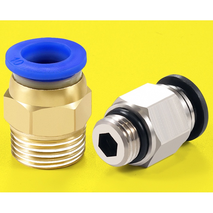Trachea ทองแดง Quick Plug Connector PC8-02 เกลียวตรง-ผ่าน PC4-M5 ...