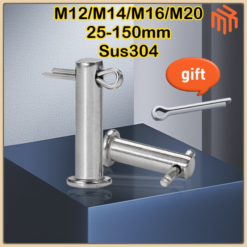 [MX1] สแตนเลสสตีล 304 Pin Shaft หัวแบน Pin ทรงกระบอกพร้อมรู Pin หมุดปัก ...