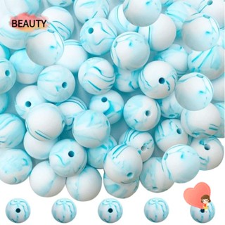 Beauty ลูกปัดยางซิลิโคน ทรงกลม 15 มม. สําหรับทําเครื่องประดับ DIY