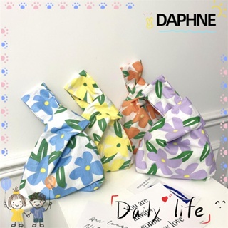 Daphne กระเป๋าผ้าใบ หูหิ้ว กันน้ํา น้ําหนักเบา ลายดอกไม้ ใส่กุญแจได้ แฟชั่นเรียบง่าย สําหรับผู้หญิง