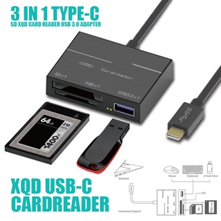 3 in 1 อะแดปเตอร์การ์ดรีดเดอร์ Type-C SD XQD USB 3.0 USB-C สําหรับ Sony G Series Lexar ☆Dysunbey