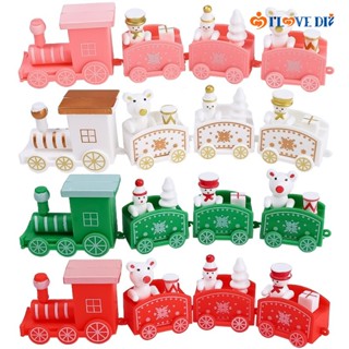 รถไฟไม้ พลาสติก การ์ตูนสโนว์แมน ขนมปังขิง ขิง น่ารัก สําหรับตกแต่งปาร์ตี้คริสต์มาส ของเล่นเด็ก