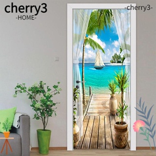 Cherry3 สติกเกอร์ PVC กันน้ํา มีกาวในตัว สําหรับติดตกแต่งประตูกระจก ห้องนอน ห้องนั่งเล่น