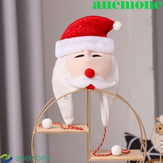 Anemone หมวกบีนนี่ ลายการ์ตูนคริสต์มาส ซานตาคลอส กวาง ฤดูหนาว เรียบง่าย อบอุ่น สําหรับผู้หญิง