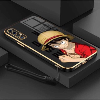 เคสโทรศัพท์มือถือ ซิลิโคนนิ่ม ป้องกันกล้อง ลายการ์ตูนลูฟี่ OnePiece หรูหรา พร้อมสายคล้อง สําหรับ OPPO Reno 3 Pro 5G