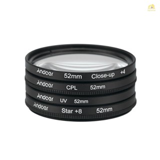 Banana_pie Andoer ฟิลเตอร์โพลาไรเซอร์ 52 มม. UV+CPL+Close-Up+4 +Star 8-Point สําหรับ Canon Pentax