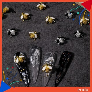 [ER] อุปกรณ์ตกแต่งเล็บ เครื่องประดับ รูปผึ้งน้อย สีเงิน สีทอง สามมิติ สะดุดตา สําหรับผู้หญิง 10 ชิ้น