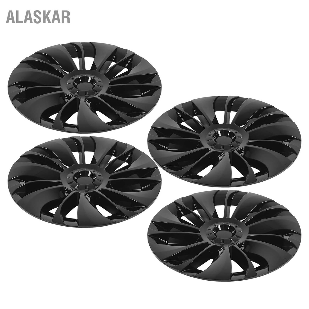 alaskar-4-pcs-19inผิวล้อhub-cap-glossyสีดำขอบฝาครอบhubcapsสำหรับteslaรุ่นy-2020-ถึง-2023