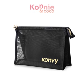Konvy Mesh Triangle Cosmetic Bag คอนวี่ กระเป๋าเครื่องสำอางแบบตาข่ายโปร่งใส สีดำ.