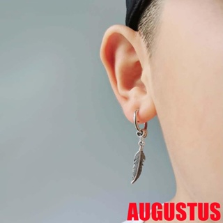 Augustus ต่างหูแบบติดหูรูปขนนกแฟชั่นสไตล์เกาหลีสําหรับผู้หญิงและผู้ชาย