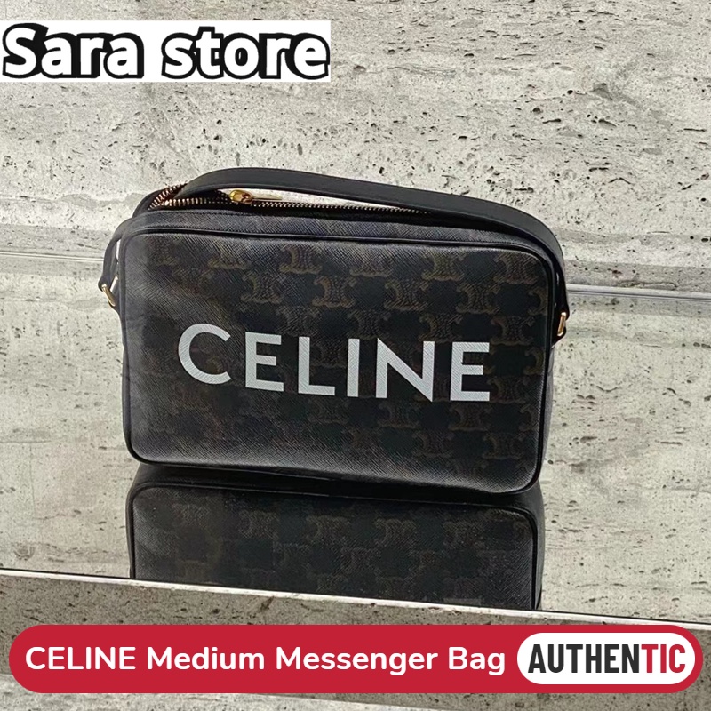 CELINE Medium Messenger Bag In Triomphe Canvas With CELINE Print