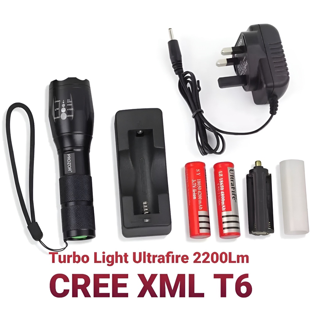ไฟฉายแรงสูง Ultrafire 2200Lm CREE XML T6 LED Zoomable Flashlight Torch ...
