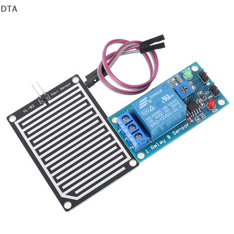 โมดูลเซนเซอร์ตรวจจับน้ําฝน-dta-โมดูลรีเลย์ควบคุม-dc-5v-12v-สําหรับ-arduino-dt