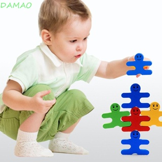 Damao บล็อคตัวต่อไม้ รูปตุ๊กตา Montessori สีรุ้ง ของเล่นเสริมการเรียนรู้เด็ก 16 ชิ้น