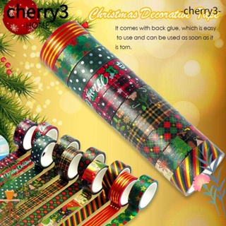 Cherry3 เทปสติกเกอร์ ลายคริสต์มาส สําหรับตกแต่งสมุดภาพ 10 ม้วน
