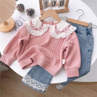 Childrens autumn new Korean dopamine doll collar sweater girls spring and autumn style foreign style jacket childrens clothing trend