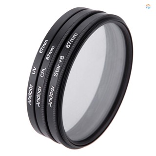 {Fsth} Andoer 67mm Filter Set UV + CPL + Star 8-Point Filter Kit with Case for Canon   DSLR Camera Lens