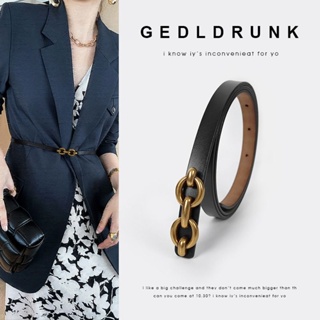 Leather belt womens all-purpose decoration smooth buckle candy color glossy face fashion personality black waist belt ins