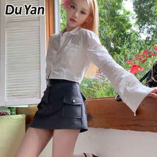Du Yan เสื้อเชิ้ตแขนยาว สีพื้น แฟชั่นฤดูใบไม้ร่วง สําหรับผู้หญิง 2023