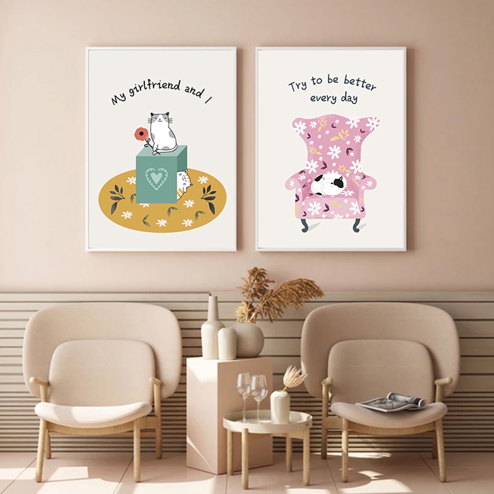 โปสเตอร์ภาพวาดผ้าใบ-รูปการ์ตูนแมว-และคําคมชีวิต-สไตล์นอร์ดิก-เรียบง่าย-สําหรับตกแต่งผนังบ้าน-ห้องนั่งเล่น