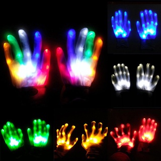 Halloween_ ถุงมือสวมนิ้วมือ มีไฟ LED สําหรับปาร์ตี้ฮาโลวีน คริสต์มาส เต้นรํา 1 คู่