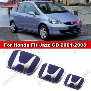 สติกเกอร์อะคริลิค ลายโลโก้ 3D สีฟ้า สําหรับติดตกแต่งพวงมาลัยรถยนต์ Honda Fit Jazz GD 2001-2008 1 ชิ้น