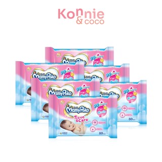 [แพ็คหก] Mamy Poko Wipe Save Care [80 Sheets x 6pcs] มามี่โพโค ผ้านุ่มชุ่มชื่น เช็ดได้หมดจด อ่อนโยน ไม่ระคายเคือง.