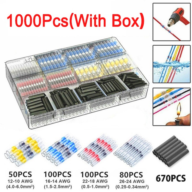 50-1000Pcs Solder Seal Wire Connectors Heat Shrink Waterproof Solder ...