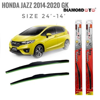 ที่ปัดน้ำฝน ใบปัดน้ำฝน ซิลิโคน ตรงรุ่น Honda Jazz 2014-2020 Gk ไซส์ 24-14 ยี่ห้อ Diamond กล่องแดง* *ส่งไว*