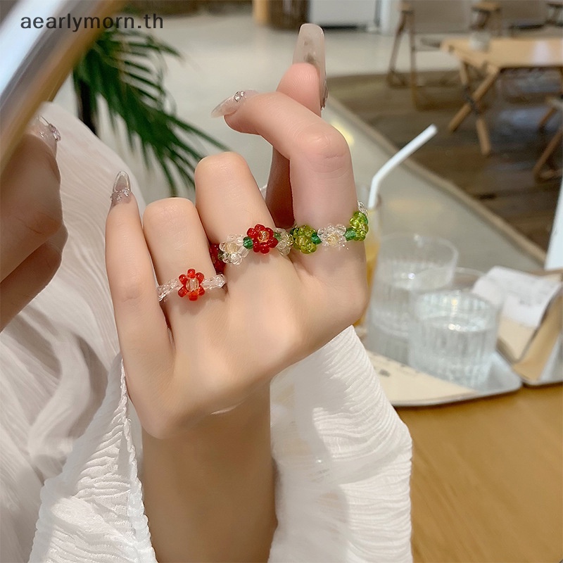 aa-แหวนลูกปัดดอกไม้-แฮนด์เมด-หลายลูกปัด-เหมาะกับฤดูร้อน-สไตล์เกาหลี-สําหรับผู้หญิง-y2k