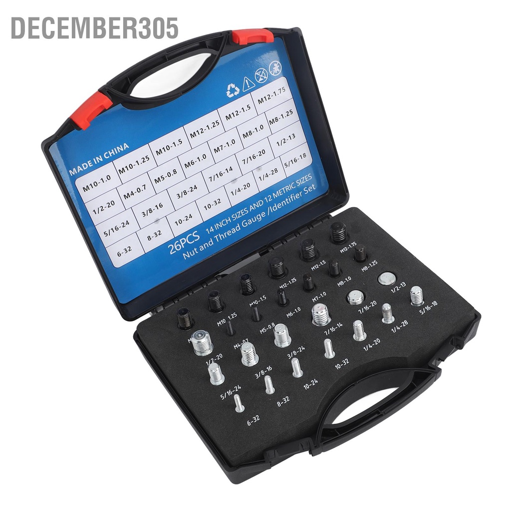 december305-26-pcs-nut-bolt-thread-checker-high-accuracy-carbon-steel-abs-and-gauge-set-for-detecting-fixed-bolts