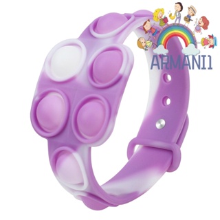 [armani1.th] ของเล่นสร้อยข้อมือ แบบกด มัดย้อมนิ้วมือ สีม่วง สําหรับเล่นคลายเครียด