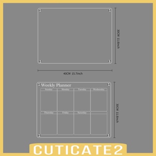 [Cuticate2] กระดานไวท์บอร์ดอะคริลิค เตือนความจํา พร้อมปากกามาร์กเกอร์ แบบพกพา สําหรับวางแผน วางแผน ทํางานในตู้เย็น สํานักงาน