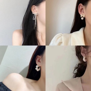 2021 Simple Versatile Pearl Earrings Fashionable Geometric Long Tassel Earrings Womens Cold Style Elegant Ladies Earrings