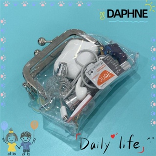Daphne กระเป๋าใส่เหรียญ, คลิปปากเหล็ก PVC ใส, กระเป๋ามินิพร้อมจี้กุญแจย้อนยุคลิปสติกกระเป๋าผู้หญิง