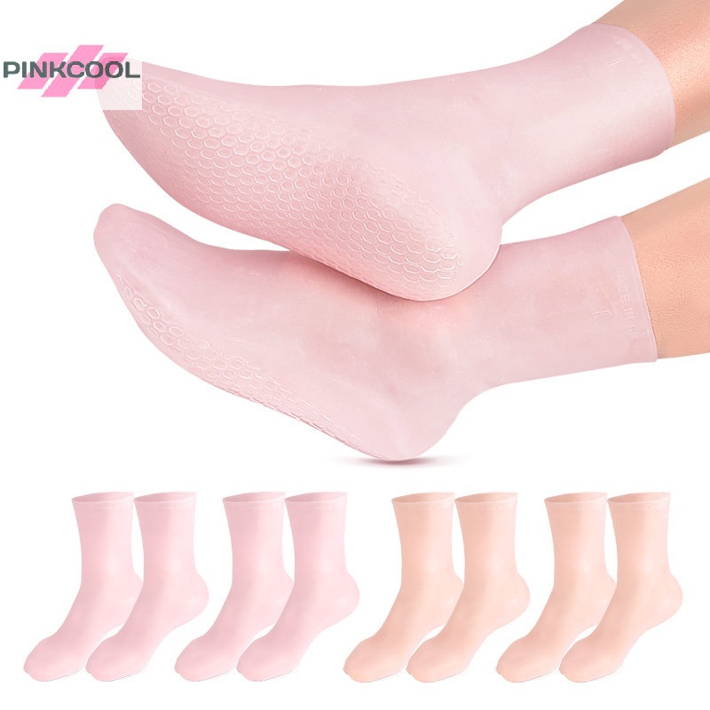 pinkcool-ถุงเท้าซิลิโคนเจล-ให้ความชุ่มชื้น-ป้องกันส้นเท้าแตก-1-คู่