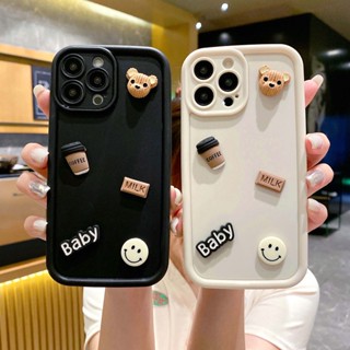 Cute bear เคสซิลิโคน iPhone 15 Pro max กันกระแทก สีดำ caseiPhone11 13 14 for Apple 11 เคส ไอโฟน 12 โปร เคสไอโฟน7พลัส เคสไอโฟน8พลัส เคสไอโฟน14promax เคสไอโฟน11promax เคส ไอโฟนXR การ์ตูน เคสซิลิโคน เคสI7 + 6plus case se 2020 xr xsmax กันกระแทก