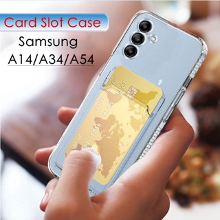 for Samsung Galaxy A12 A22 A32 A52 A52s A72 A22s 5G Clear Silicone Card Slot Holder Case Soft TPU Wallet Back Cover Shockproof Transparent Casing Airbag Phone Shell Camera Protection