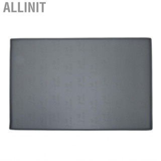 Allinit Large Dog  Mat Prevent Spill Raised Edge Slip Proof Gray Cute Patterns Dishwasher Safe Pet Placemat for Water  Bowl