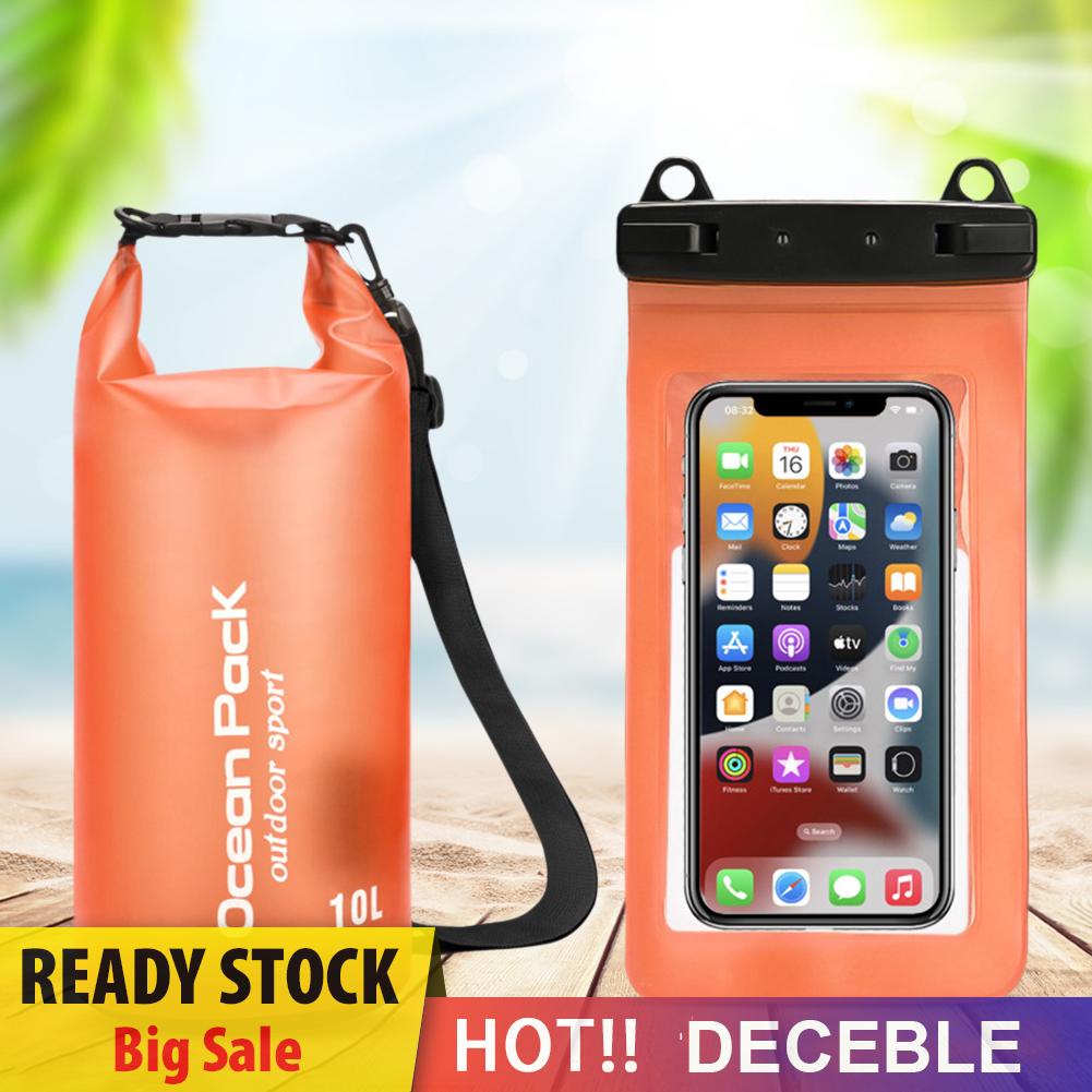 deceble-th-กระเป๋าล่องแก่ง-pvc-ขนาด-10-ลิตร-ถอดออกได้-พร้อมกระเป๋าใส่โทรศัพท์มือถือ-สําหรับตั้งแคมป์กลางแจ้ง