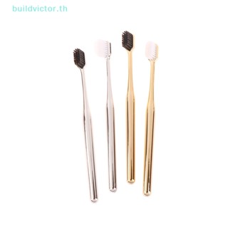 Buildvictor แปรงสีฟันไฟฟ้า แบบนิ่ม ชุบไฟฟ้า สีทอง สีเงิน สําหรับผู้ชาย และผู้หญิง 1 ชิ้น